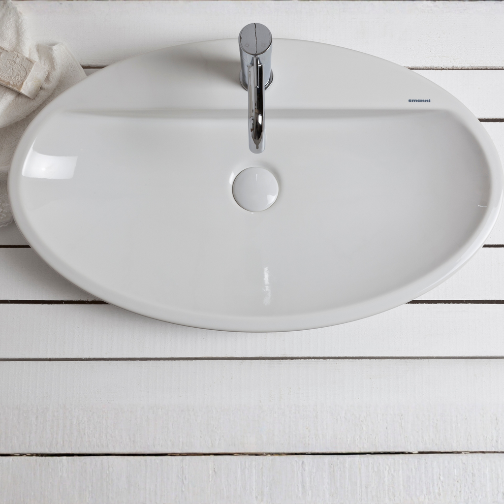 Sarin Oval Tezgahüstü Lavabo Batarya Delikli